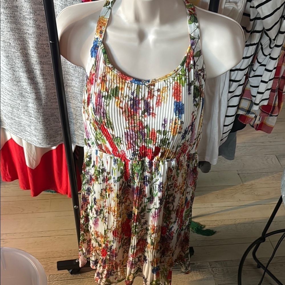 Colorful Floral Halter Dress - Picture 1 of 6